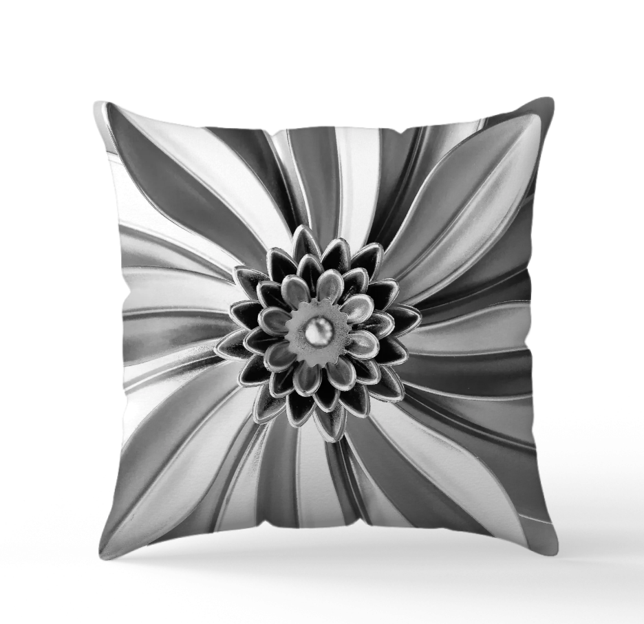 Kuddfodral "Artificial Flower" Silver