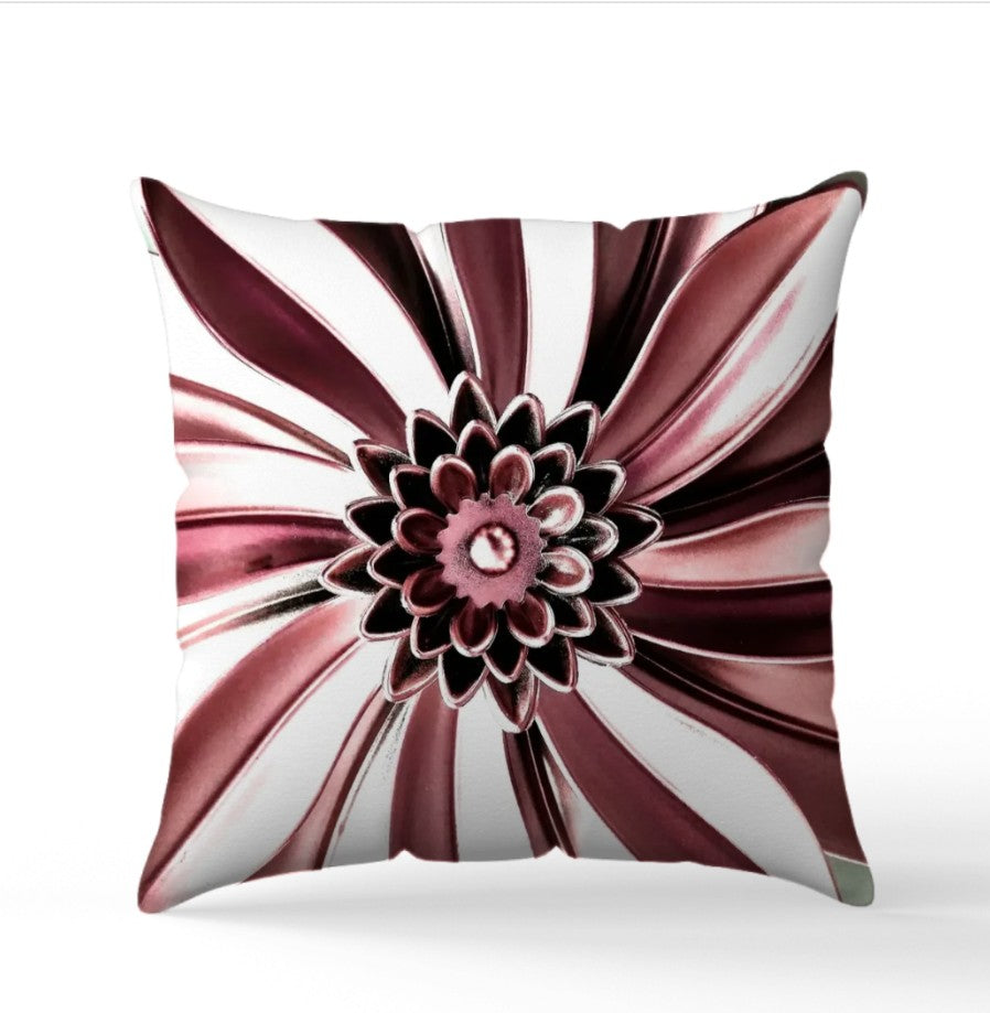 Kuddfodral "Artificial Flower" Vit/Vinröd