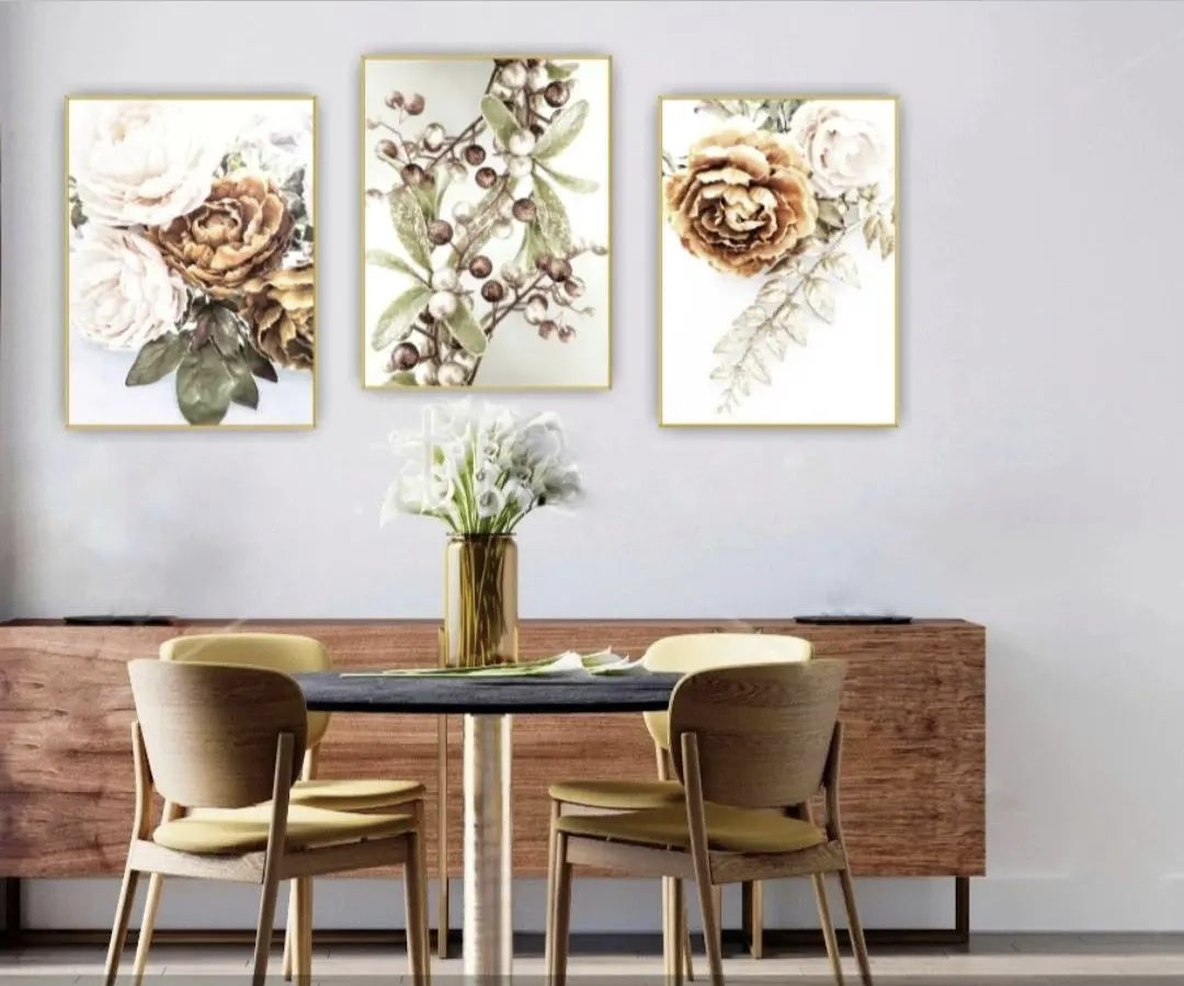 Färdigt Tavelpaket "Golden Flowers set"