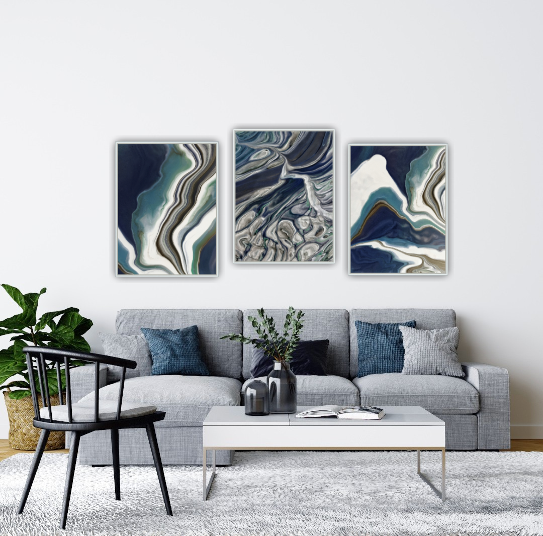 Kuddfodral "Pouring Art 2" Blå