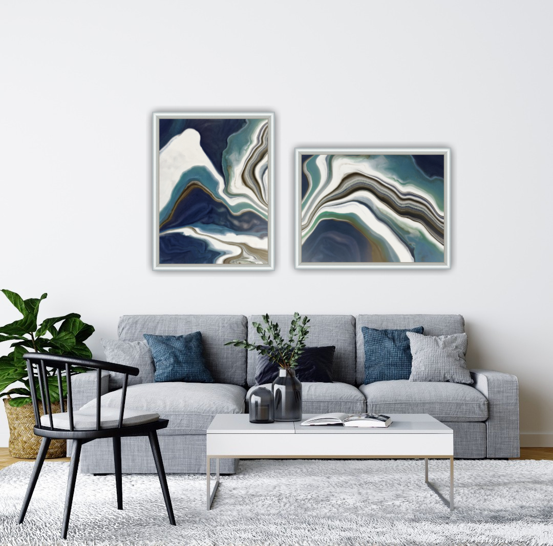 Kuddfodral "Pouring Art 2" Blå