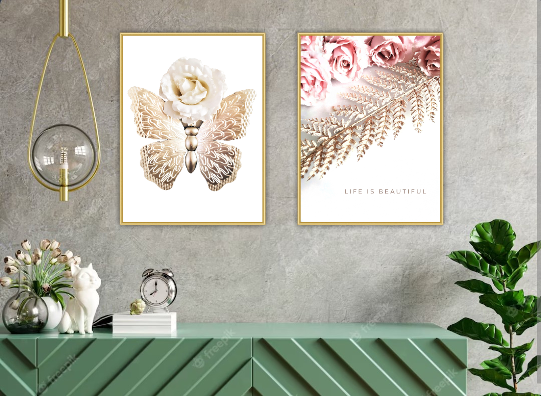 Kuddfodral "Fjärilsros" Guld