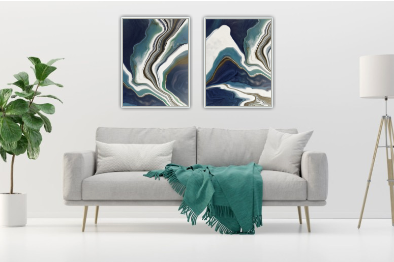 Kuddfodral "Pouring Art 2" Blå
