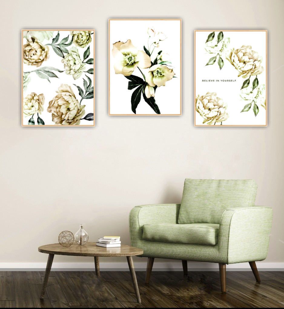 Färdigt tavelpaket "Golden Flowers set"