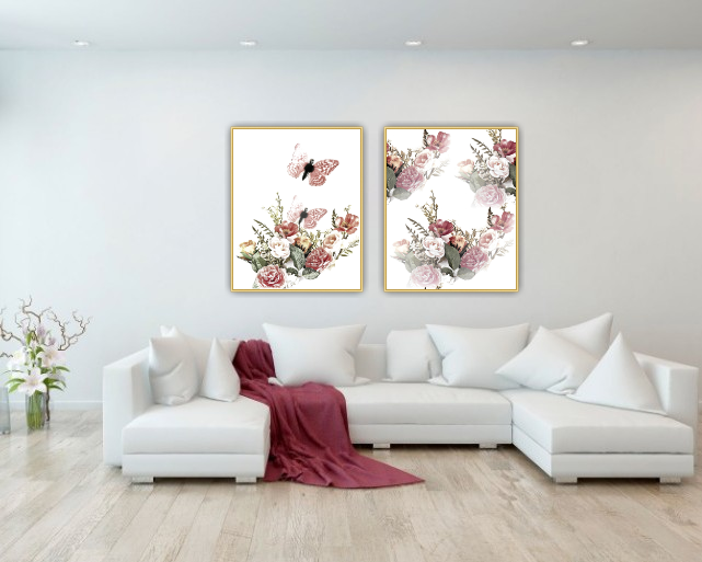 Kuddfodral "Blooming Art" Vinröd