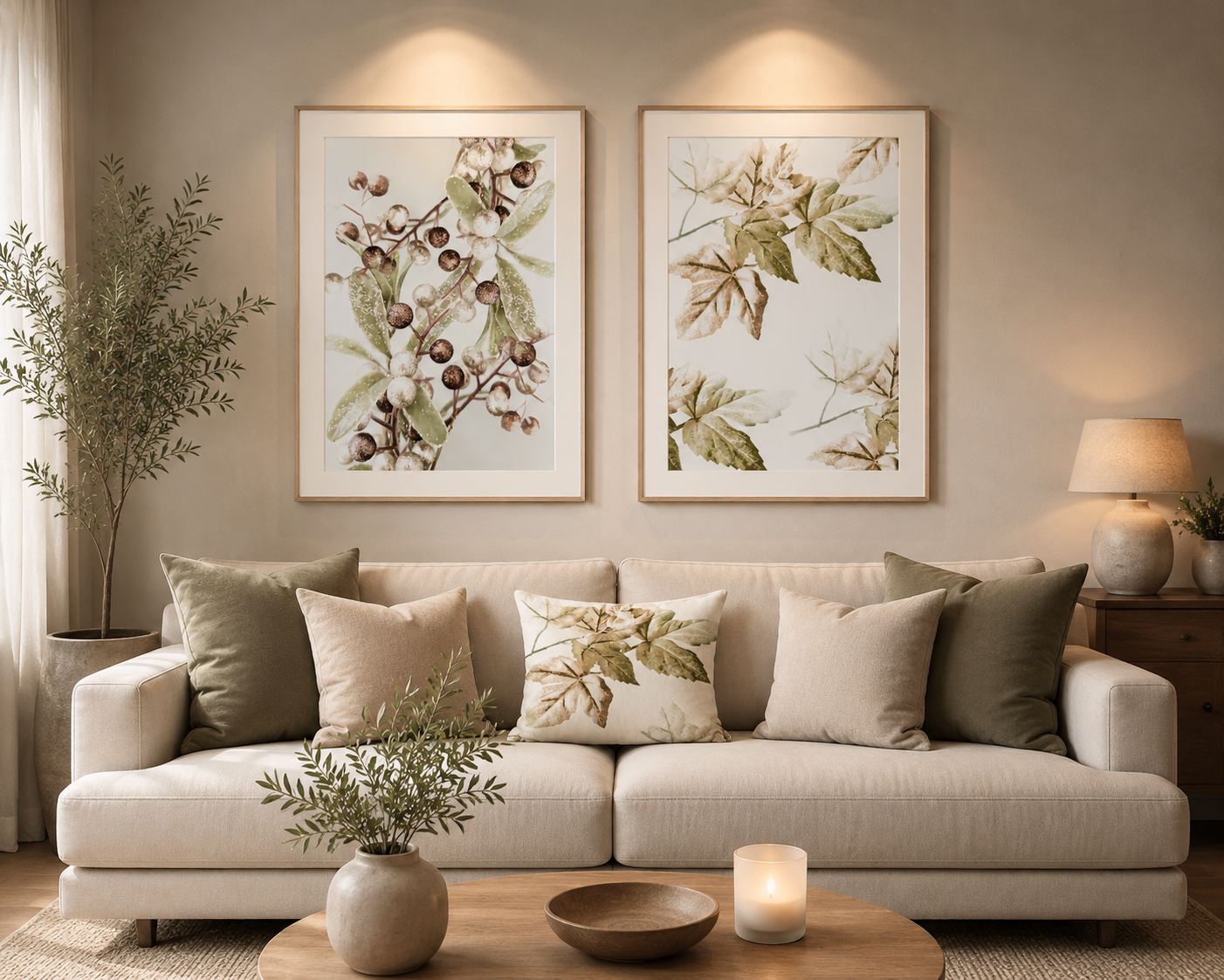 Kuddfodral "Bed of Leafs" Beige