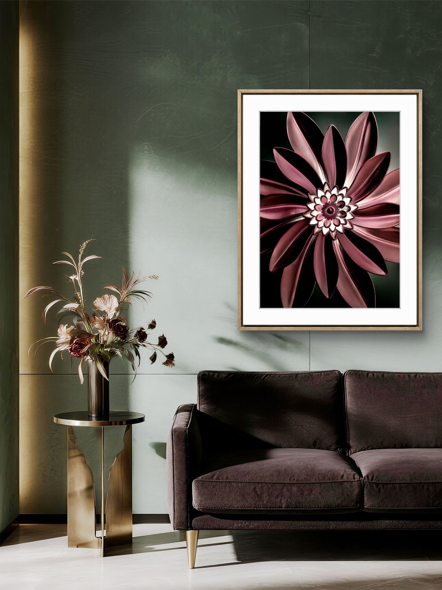 Kuddfodral "Artificial Flower" Svart/ Vinröd