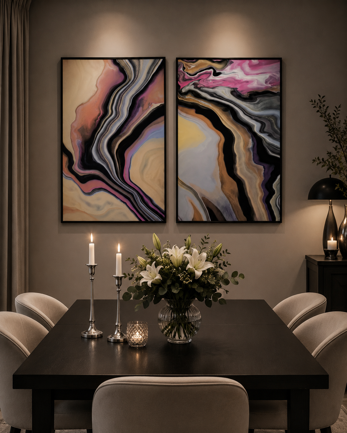 Kuddfodral "Pouring Art" Guld