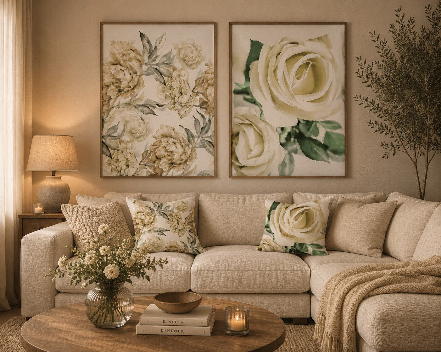 Kuddfodral "Flowerbed" Guld