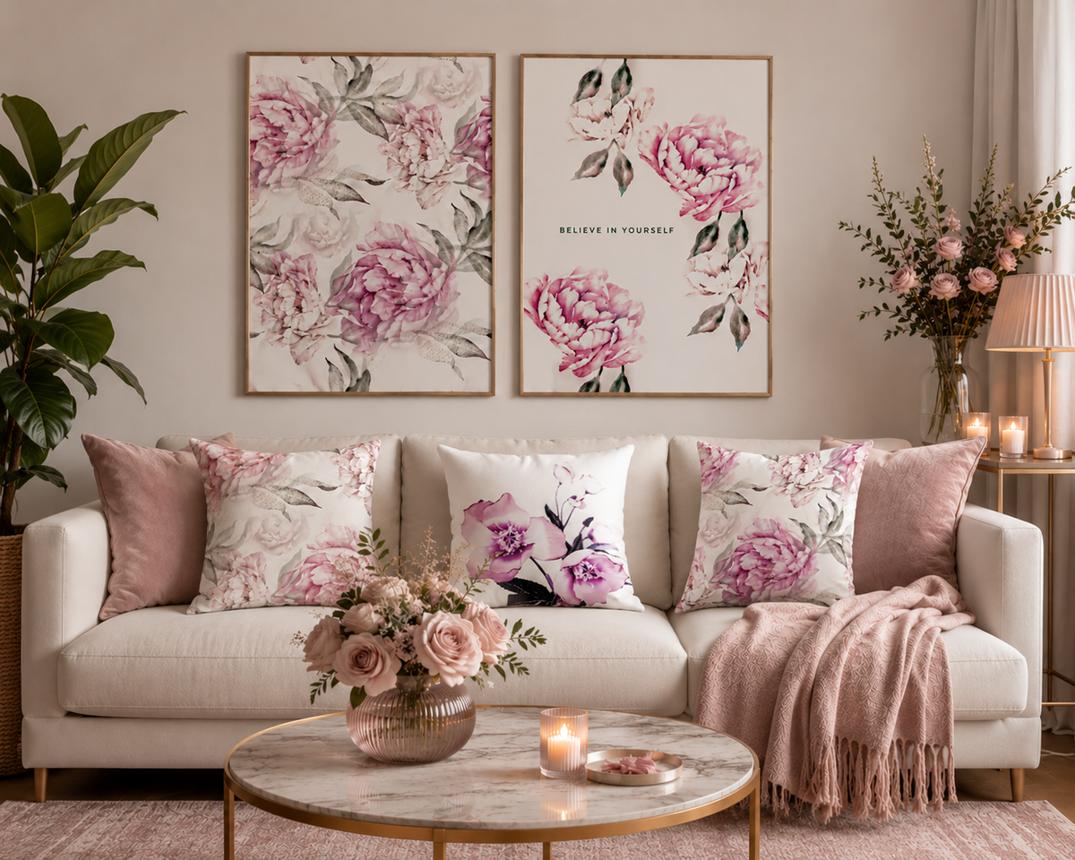 Kuddfodral "Flowerbed" Rosa