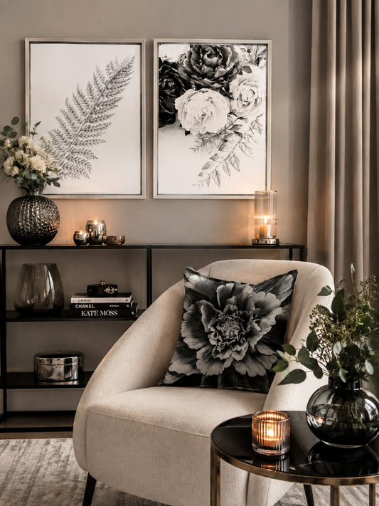 Färdigt Tavelpaket "Flower Explosion" Svart