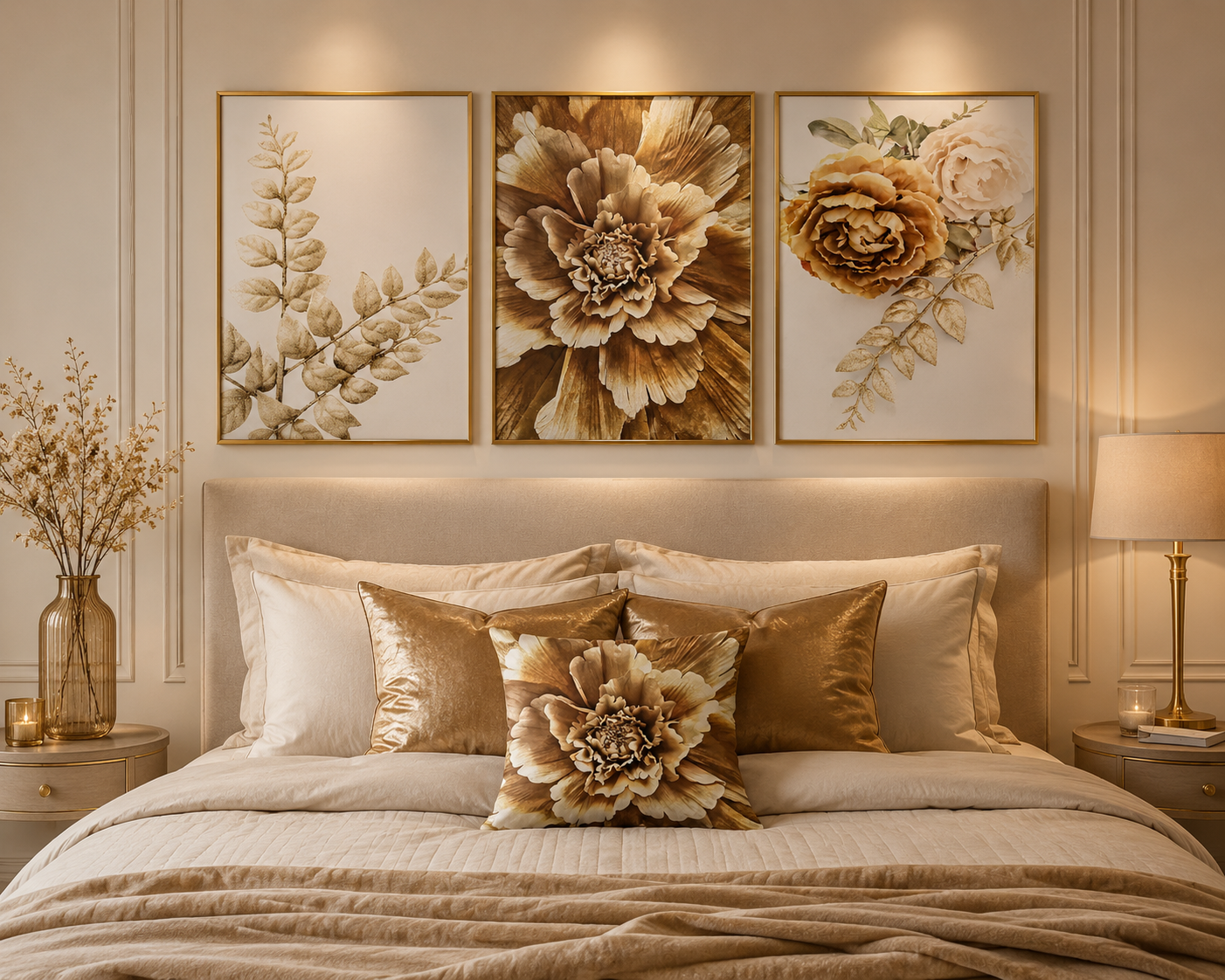 Kuddfodral "Flower Explosion" Guld