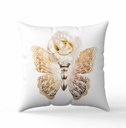 Kuddfodral "Fjärilsros" Guld