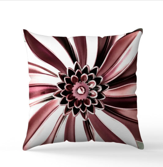 Kuddfodral "Artificial Flower" Vit/Vinröd