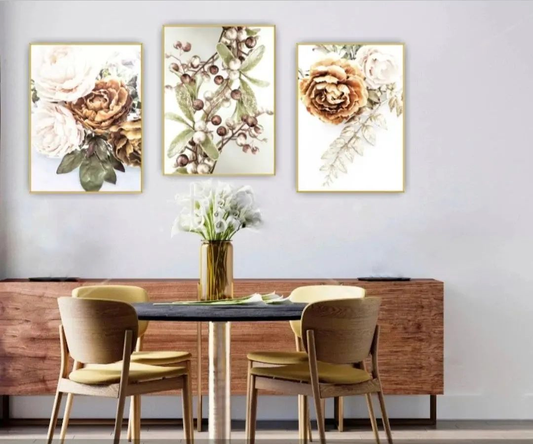 Färdigt Tavelpaket "Golden Flowers set"