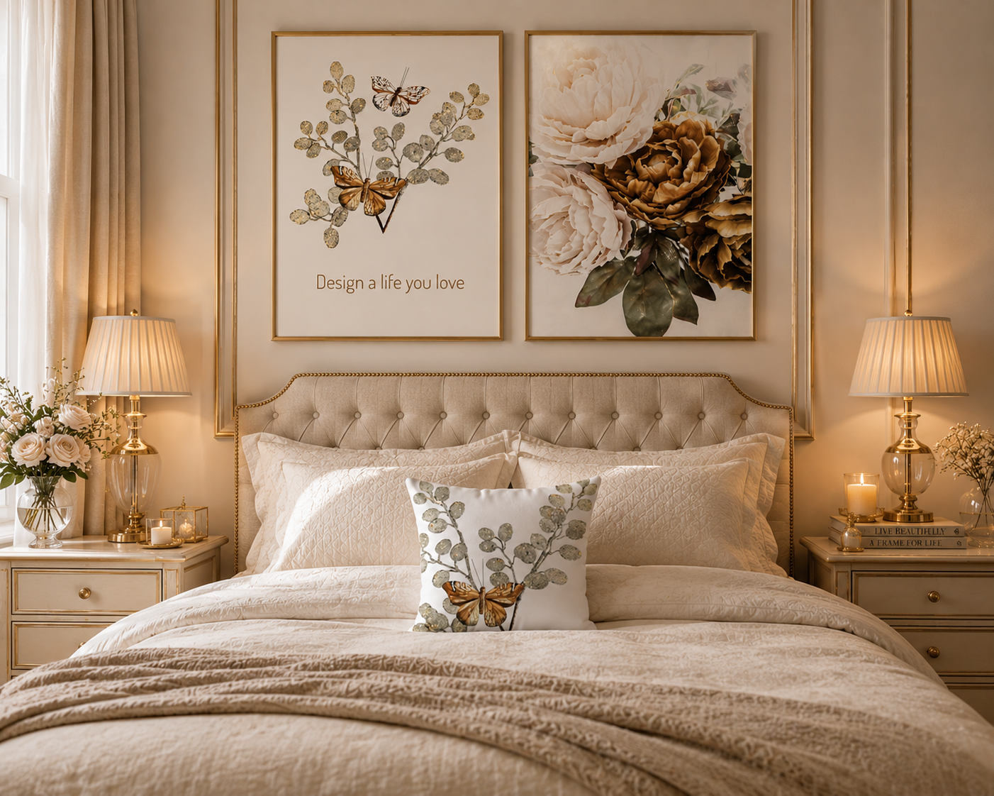 Kuddfodral "Flying Butterflies" Guld