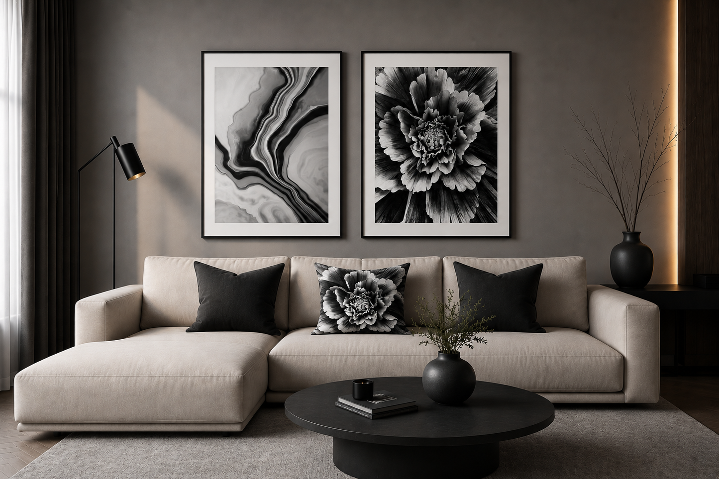 Kuddfodral "Flower Explosion" Svart