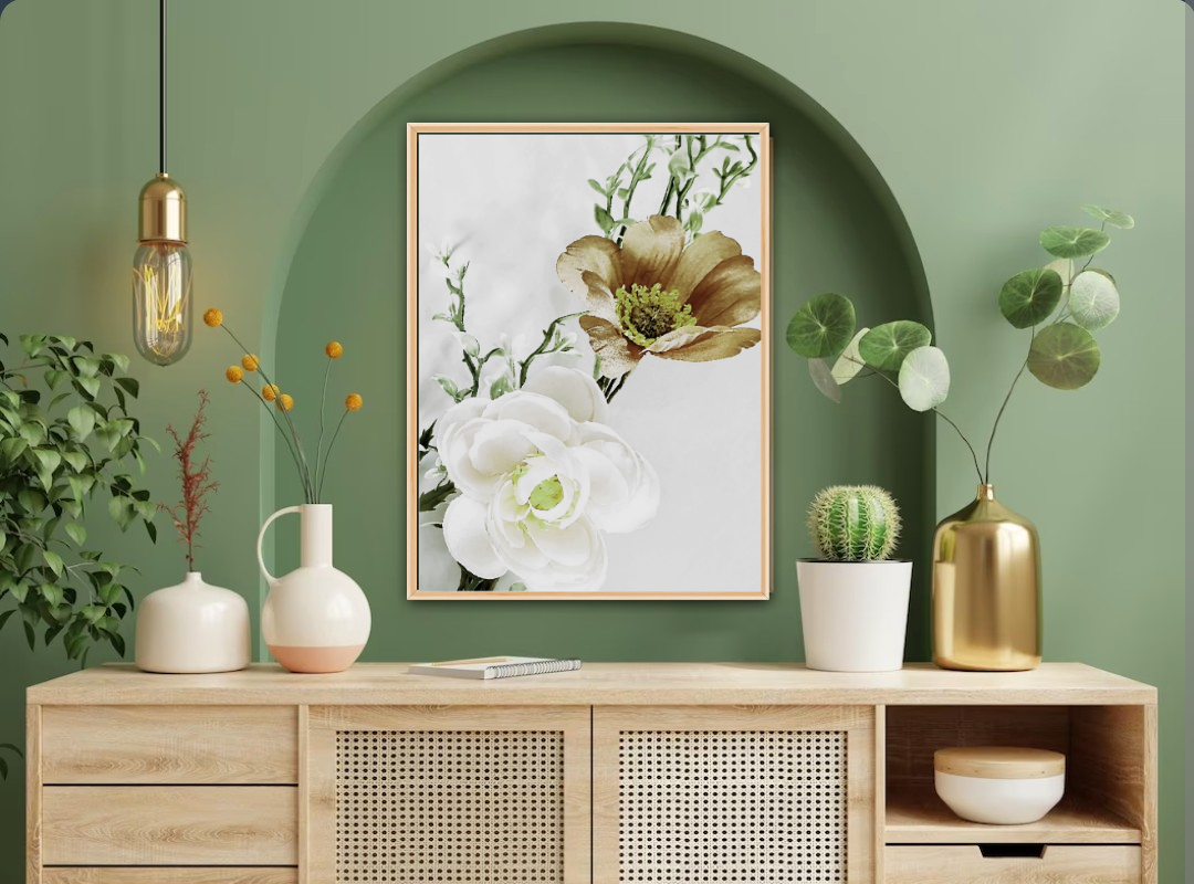 Kuddfodral "Blooming Art" Guld