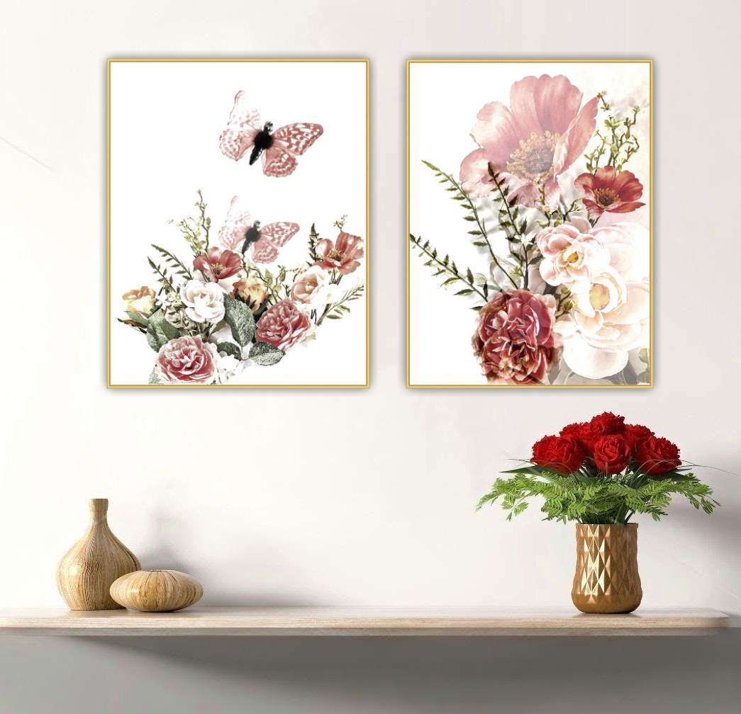 Kuddfodral "Blooming Art" Vinröd