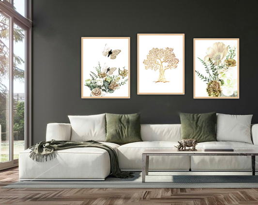 Färdigt Tavelpaket "Frihetens Fjäril" Guld